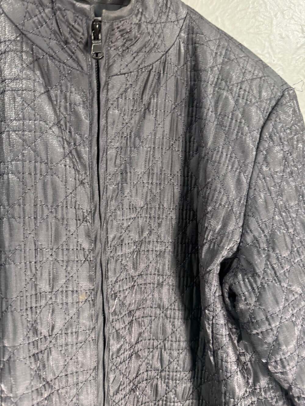 Chico's Gray Quilted Jacket Size 2 - Large